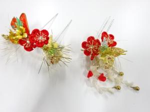 アンティーク　つまみ細工　髪飾りセット